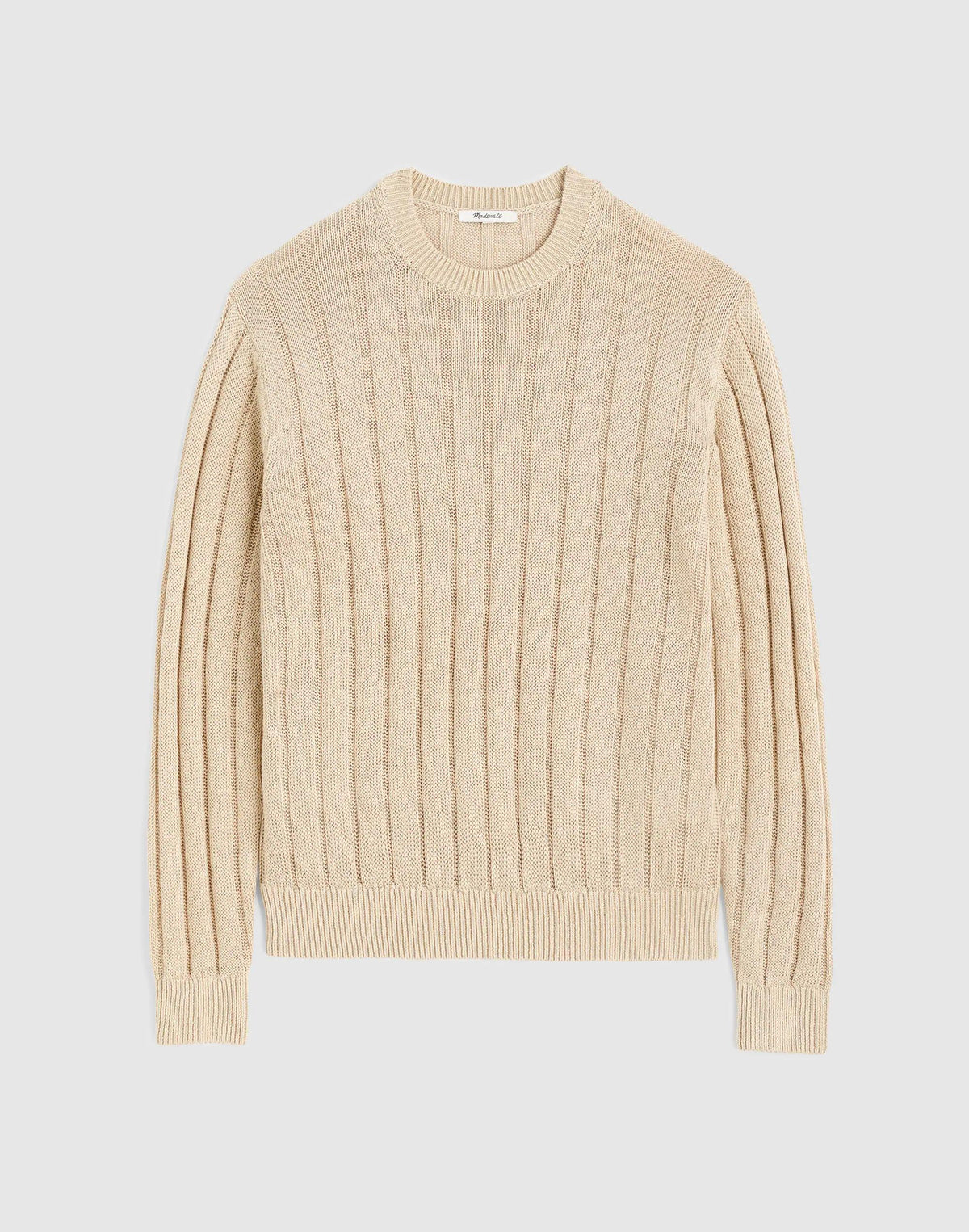 Madewell Crewneck Sweater in DuneRib Linen Natural