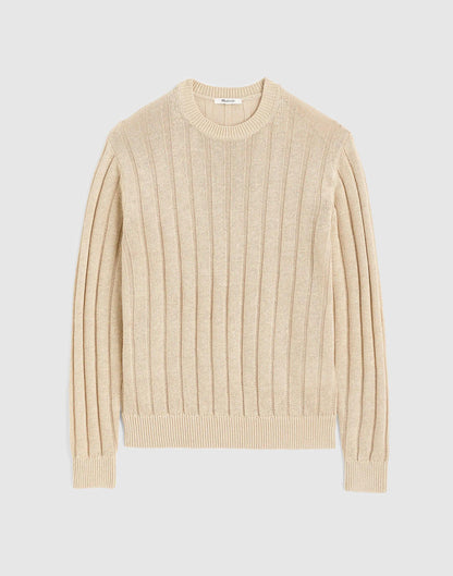 Madewell Crewneck Sweater in DuneRib Linen Natural
