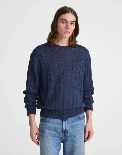 Madewell Crewneck Sweater in DuneRib Linen Deep Navy