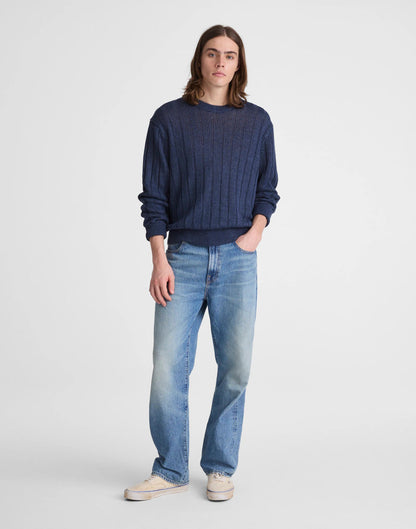 Madewell Crewneck Sweater in DuneRib Linen Deep Navy