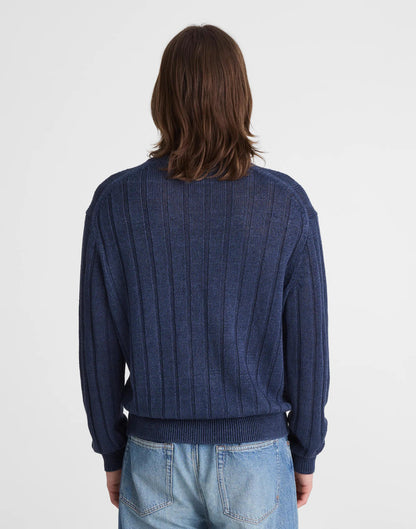 Madewell Crewneck Sweater in DuneRib Linen Deep Navy
