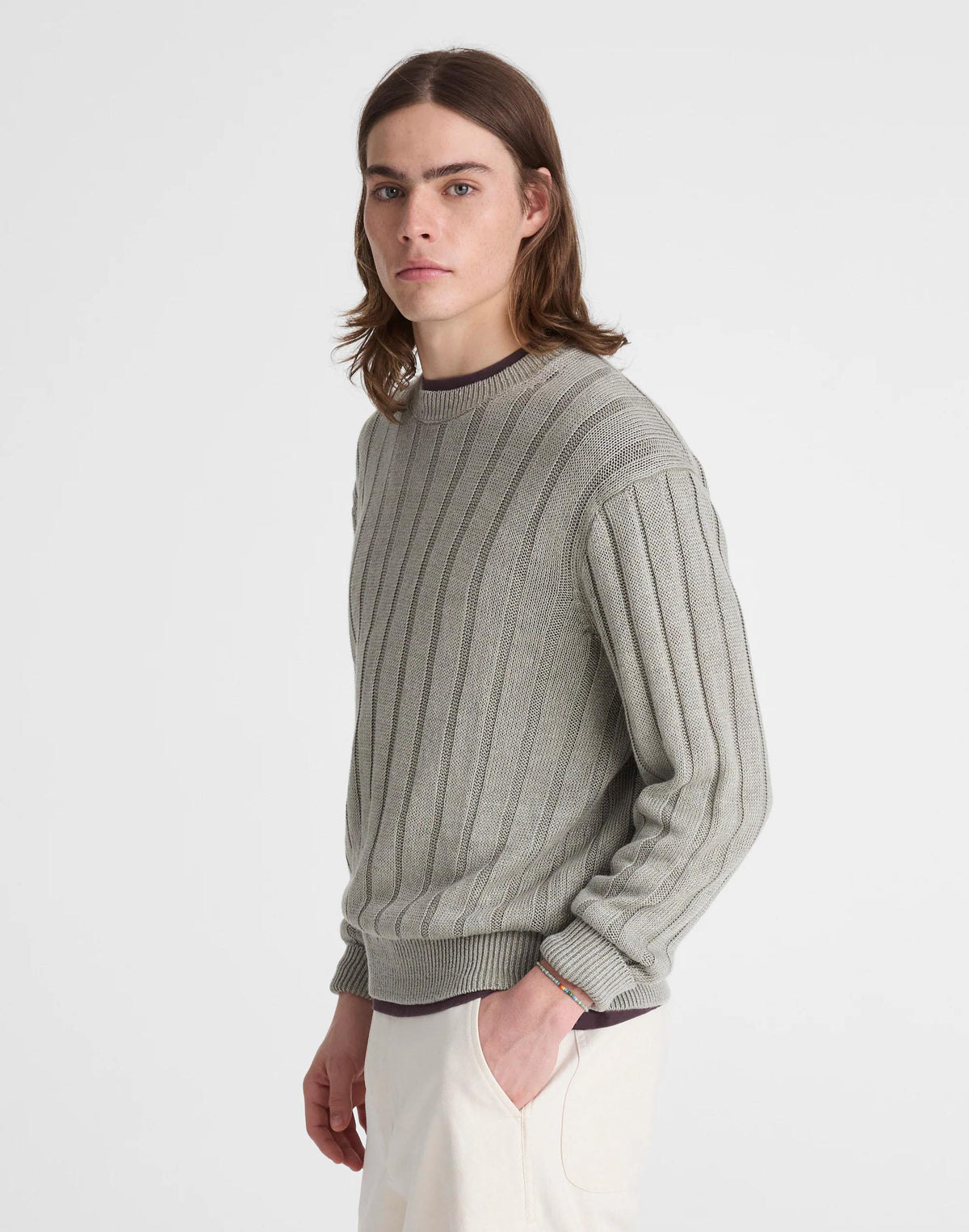 Madewell Crewneck Sweater in DuneRib Linen Light Sage