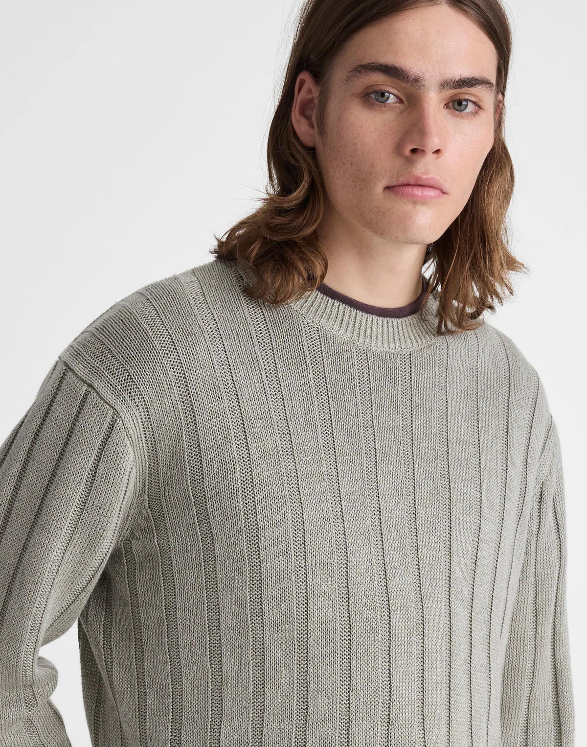 Madewell Crewneck Sweater in DuneRib Linen Light Sage