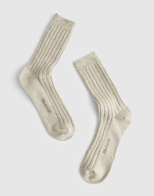 Madewell Ribbed Crew Socks in Cotton Hthr Light Grey