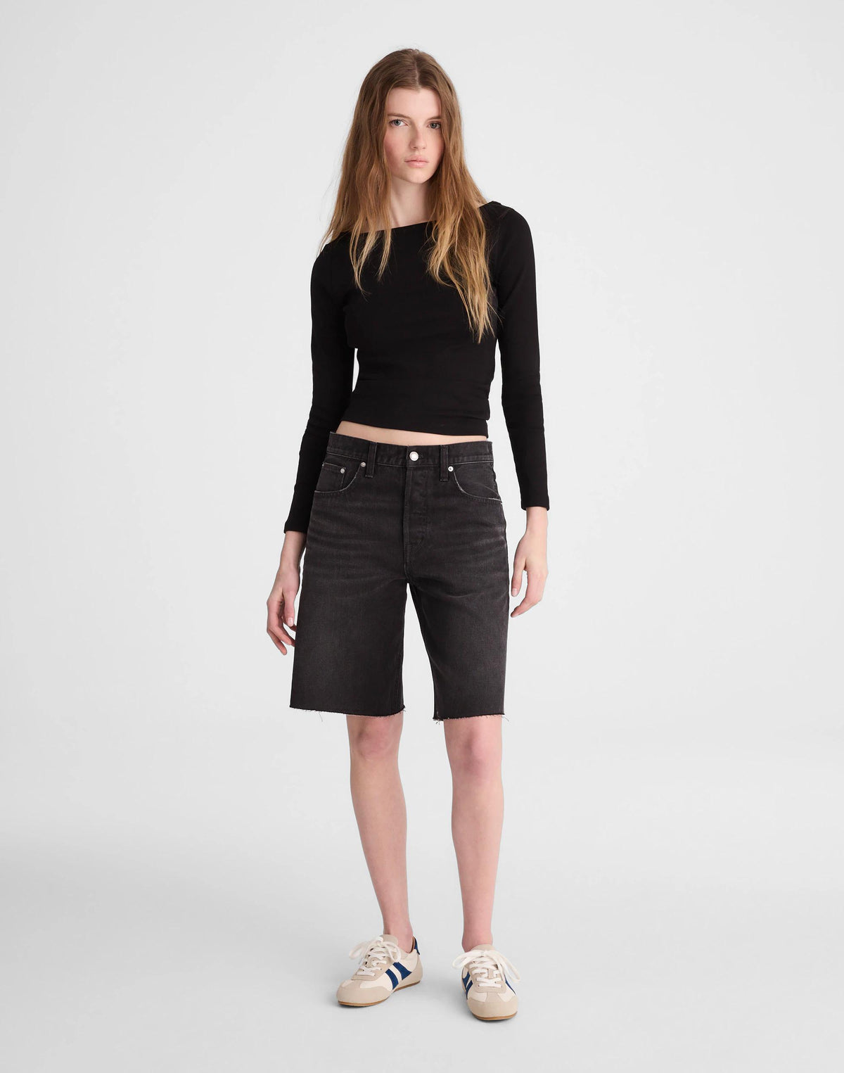Madewell The Essex Long Baggy Short Ashen Black Wash