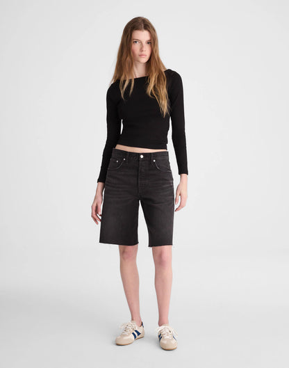 Madewell The Essex Long Baggy Short Ashen Black Wash