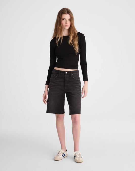 Madewell The Essex Long Baggy Short Ashen Black Wash