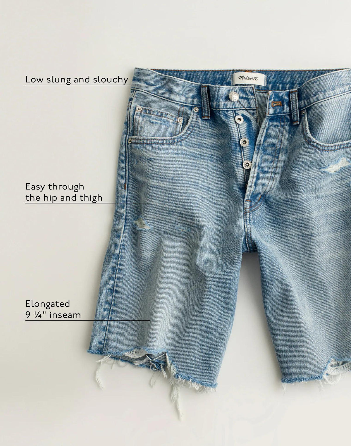 Madewell The Essex Long Baggy Short Ashen Black Wash
