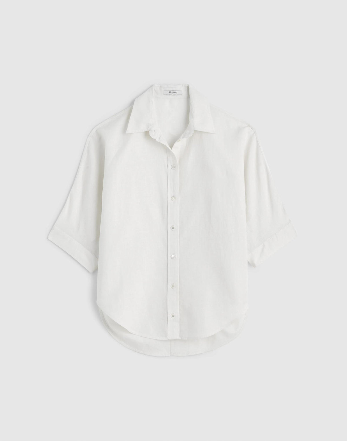 Madewell Relaxed Pleat-Sleeve Button-Up Shirt in Cotton-Linen Blend Ivory Linen