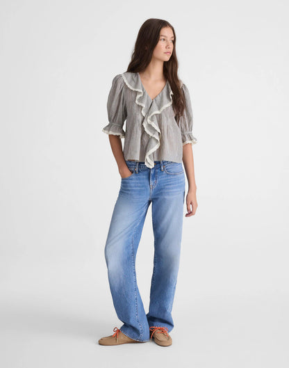 Madewell The Blaire Top Black And Ivory Micro Stripe