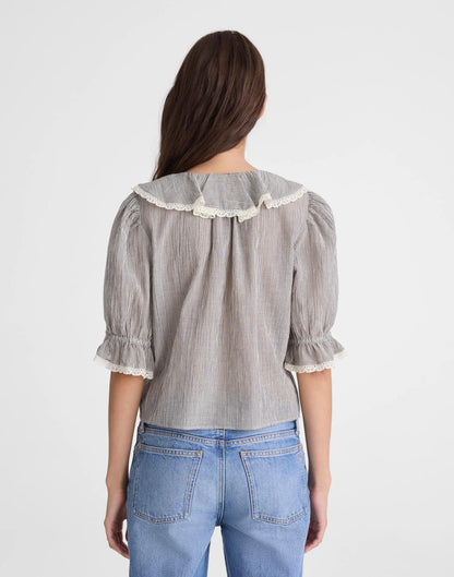 Madewell The Blaire Top Black And Ivory Micro Stripe