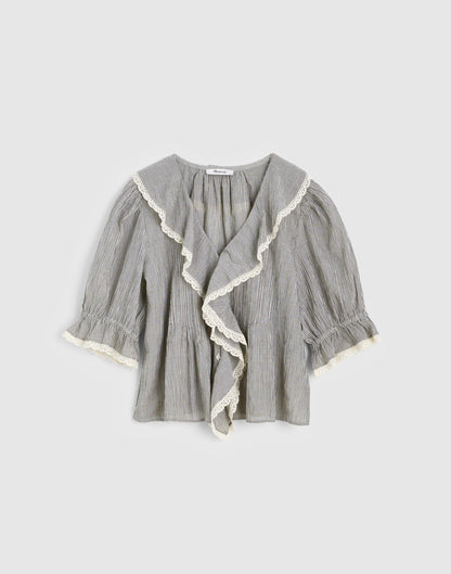 Madewell The Blaire Top Black And Ivory Micro Stripe