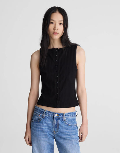 Madewell Ribbed Crewneck Shell Top Jet Black