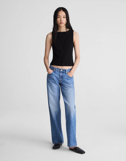 Madewell Ribbed Crewneck Shell Top Jet Black