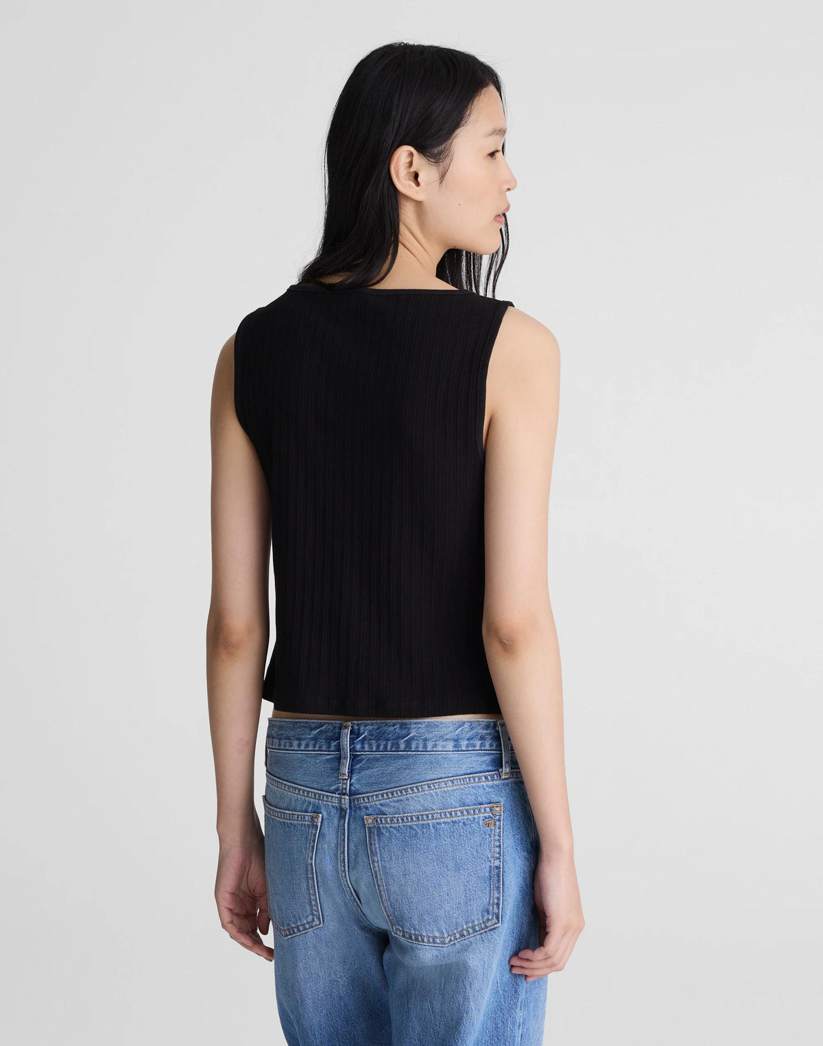 Madewell Ribbed Crewneck Shell Top Jet Black