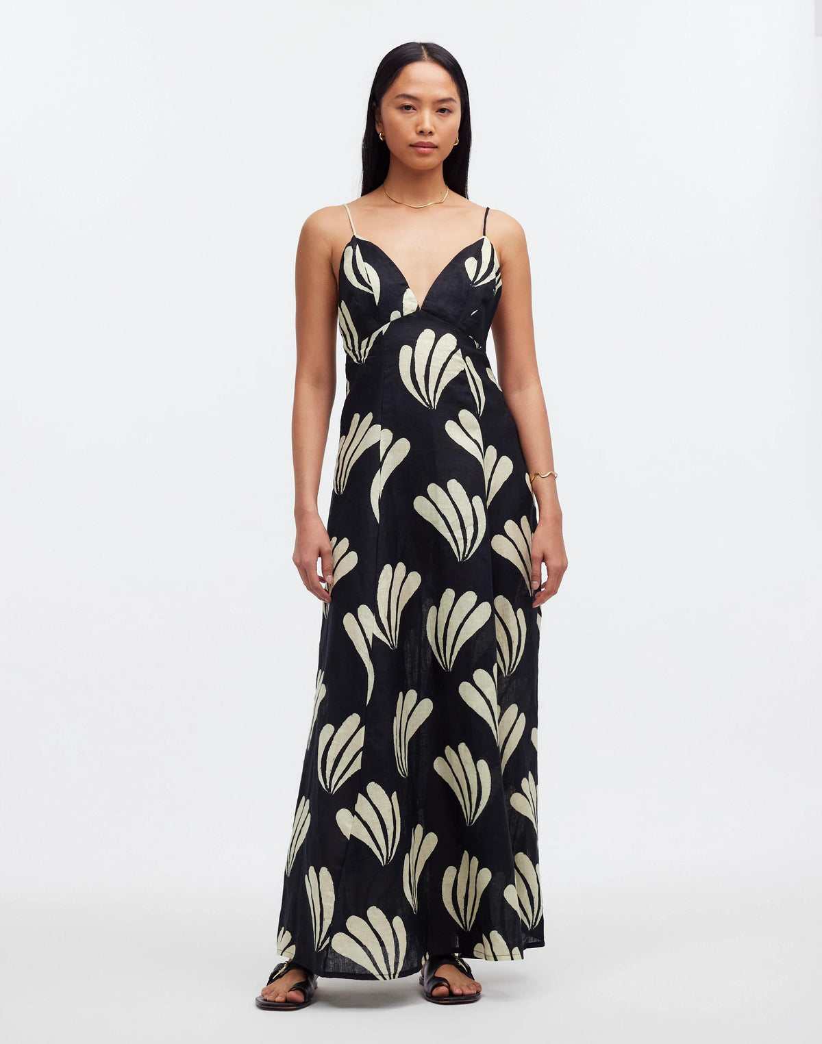Madewell Zulu & Zephyr Palm Linen Dress Palm