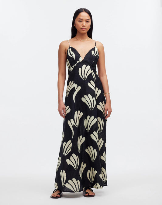 Madewell Zulu & Zephyr Palm Linen Dress Palm