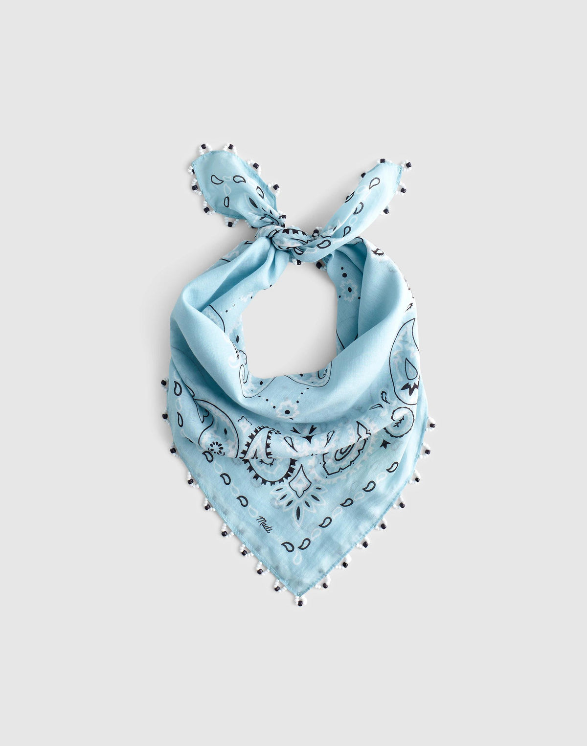 Madewell Beaded Bandana in Cotton Blend Frosted Sky