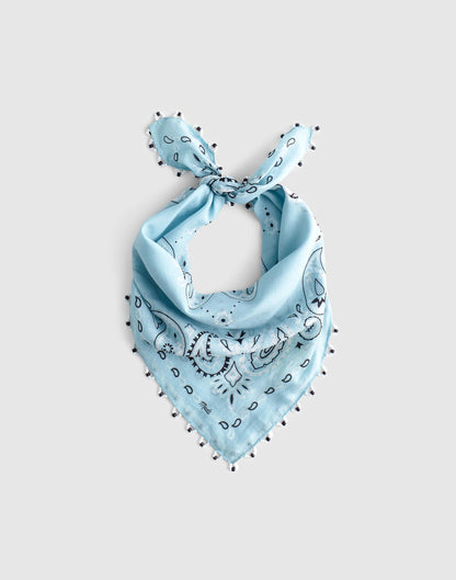 Madewell Beaded Bandana in Cotton Blend Frosted Sky