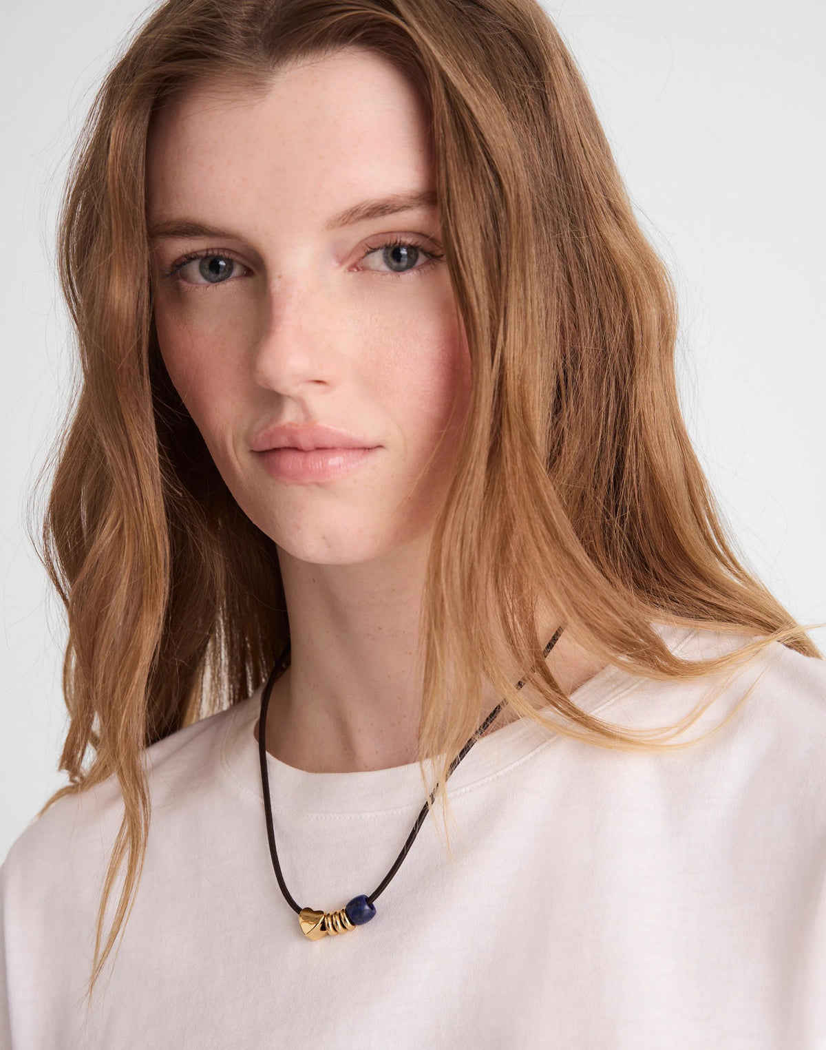 Madewell Semiprecious Charm Leather Choker Necklace Dark Carob
