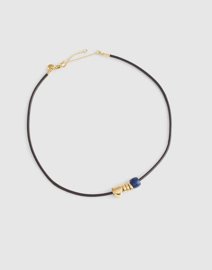 Madewell Semiprecious Charm Leather Choker Necklace Dark Carob