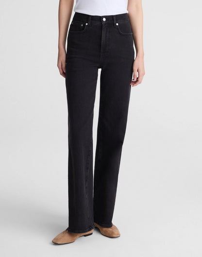 Madewell The Petite Wide-Leg Jean in Super Stretch Black Frost