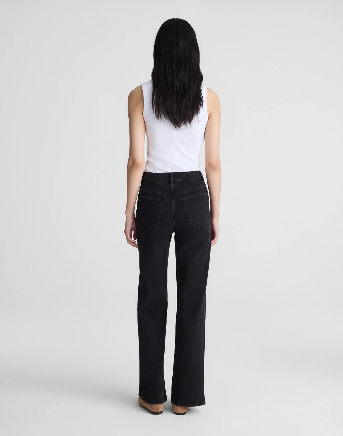 Madewell The Petite Wide-Leg Jean in Super Stretch Black Frost