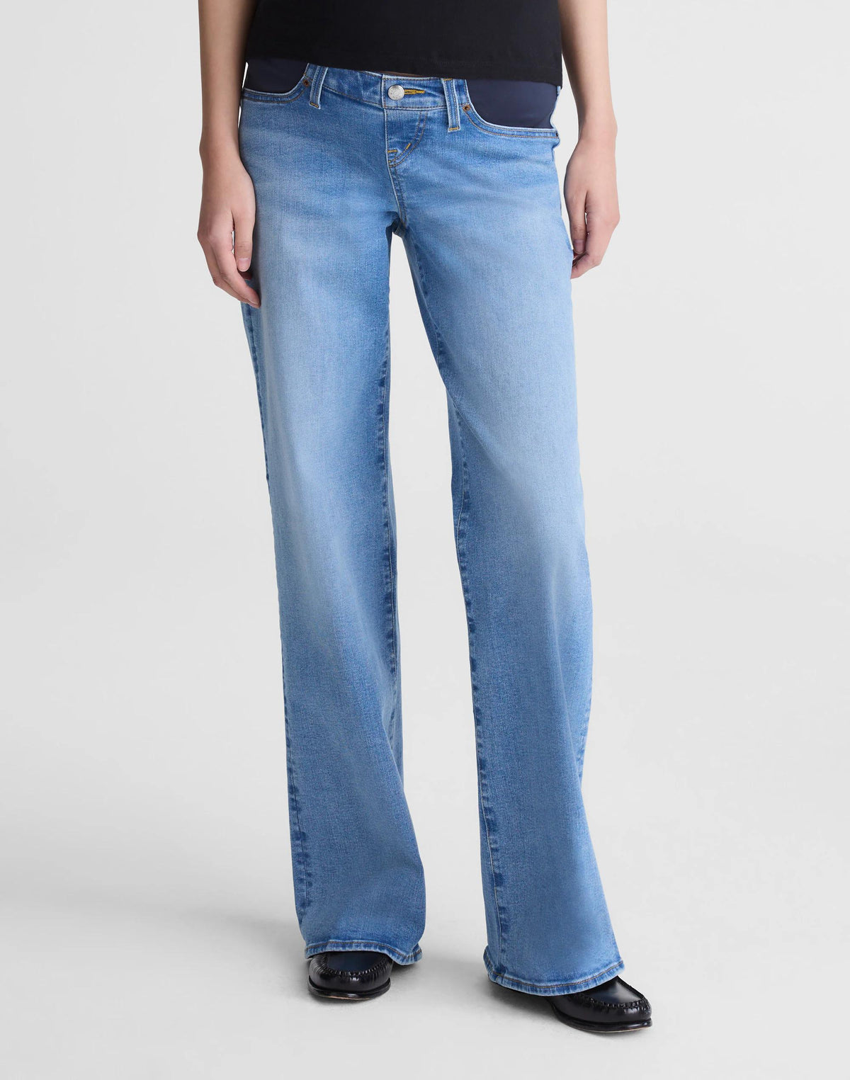 Madewell The Maternity Wide-Leg Jean in Super Stretch Denim Coastal Blue Wash