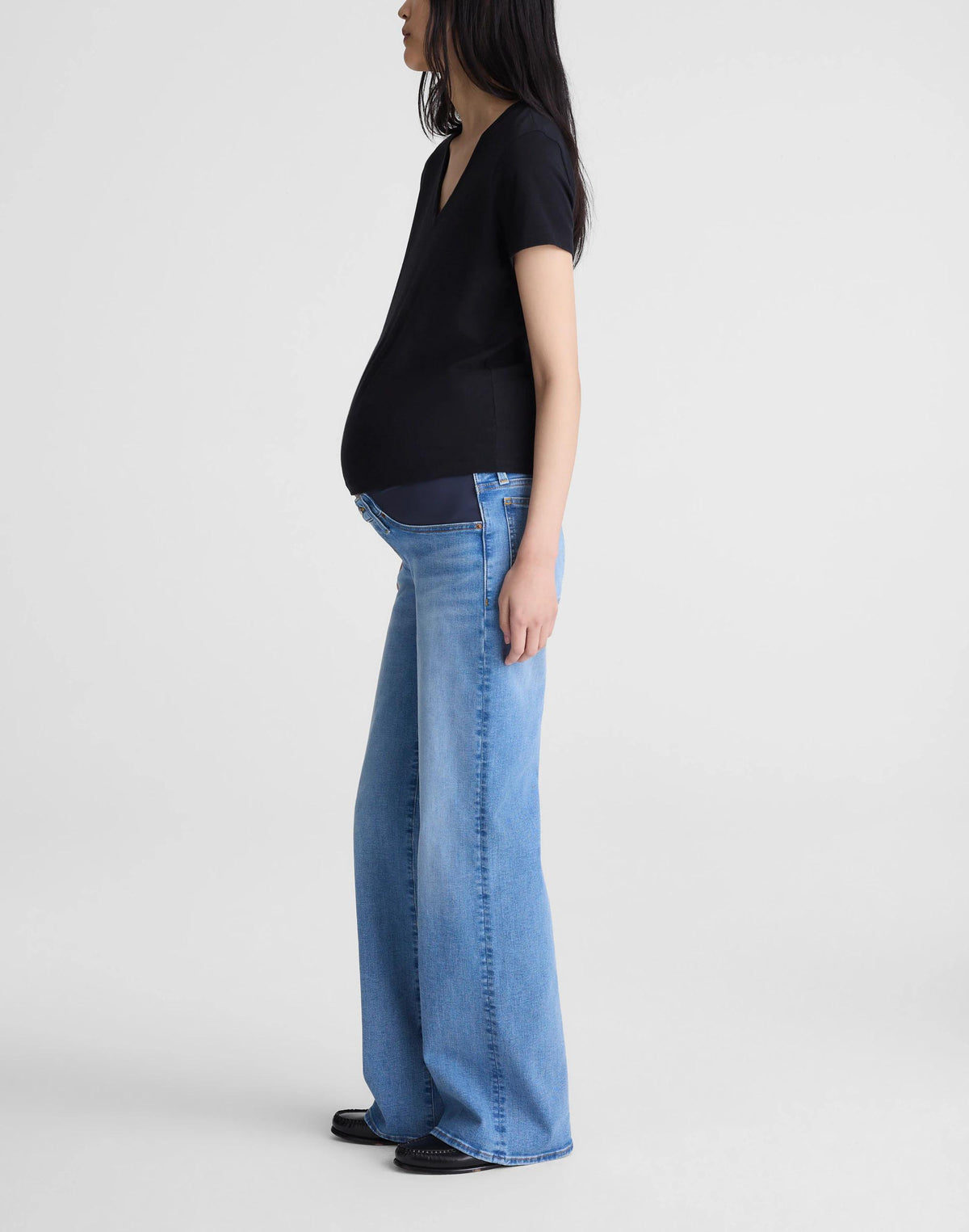 Madewell The Maternity Wide-Leg Jean in Super Stretch Denim Coastal Blue Wash