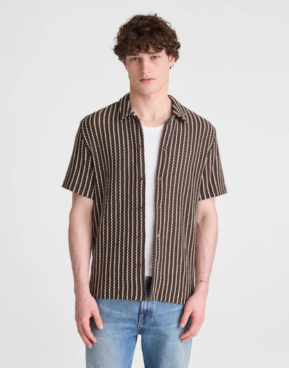 Madewell Textured-Knit Short-Sleeve Shirt Chocolate