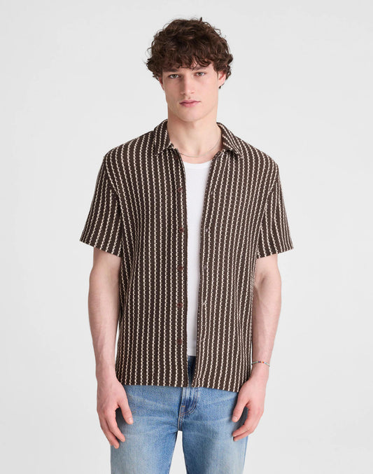 Madewell Textured-Knit Short-Sleeve Shirt Chocolate