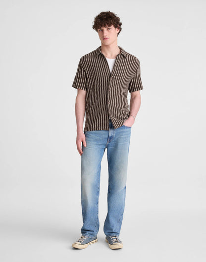 Madewell Textured-Knit Short-Sleeve Shirt Chocolate