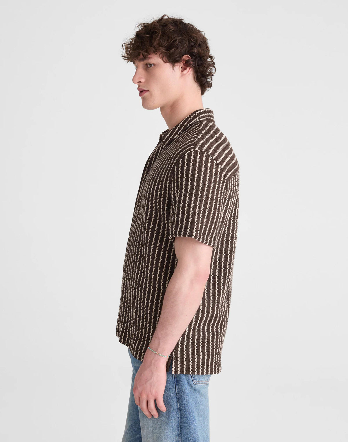 Madewell Textured-Knit Short-Sleeve Shirt Chocolate
