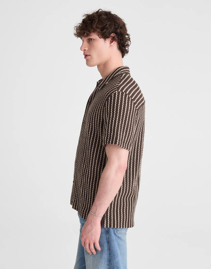 Madewell Textured-Knit Short-Sleeve Shirt Chocolate