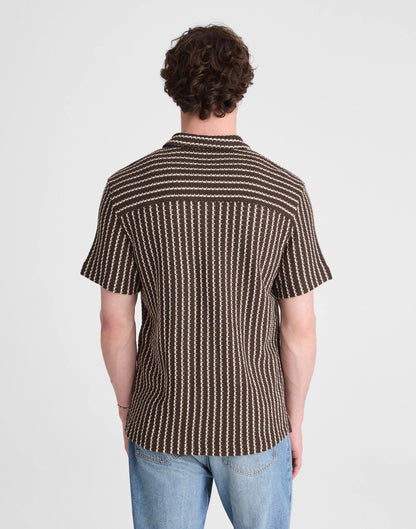 Madewell Textured-Knit Short-Sleeve Shirt Chocolate