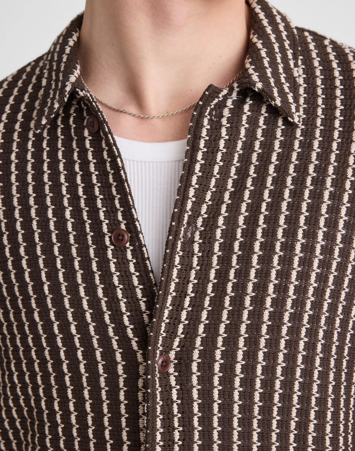 Madewell Textured-Knit Short-Sleeve Shirt Chocolate