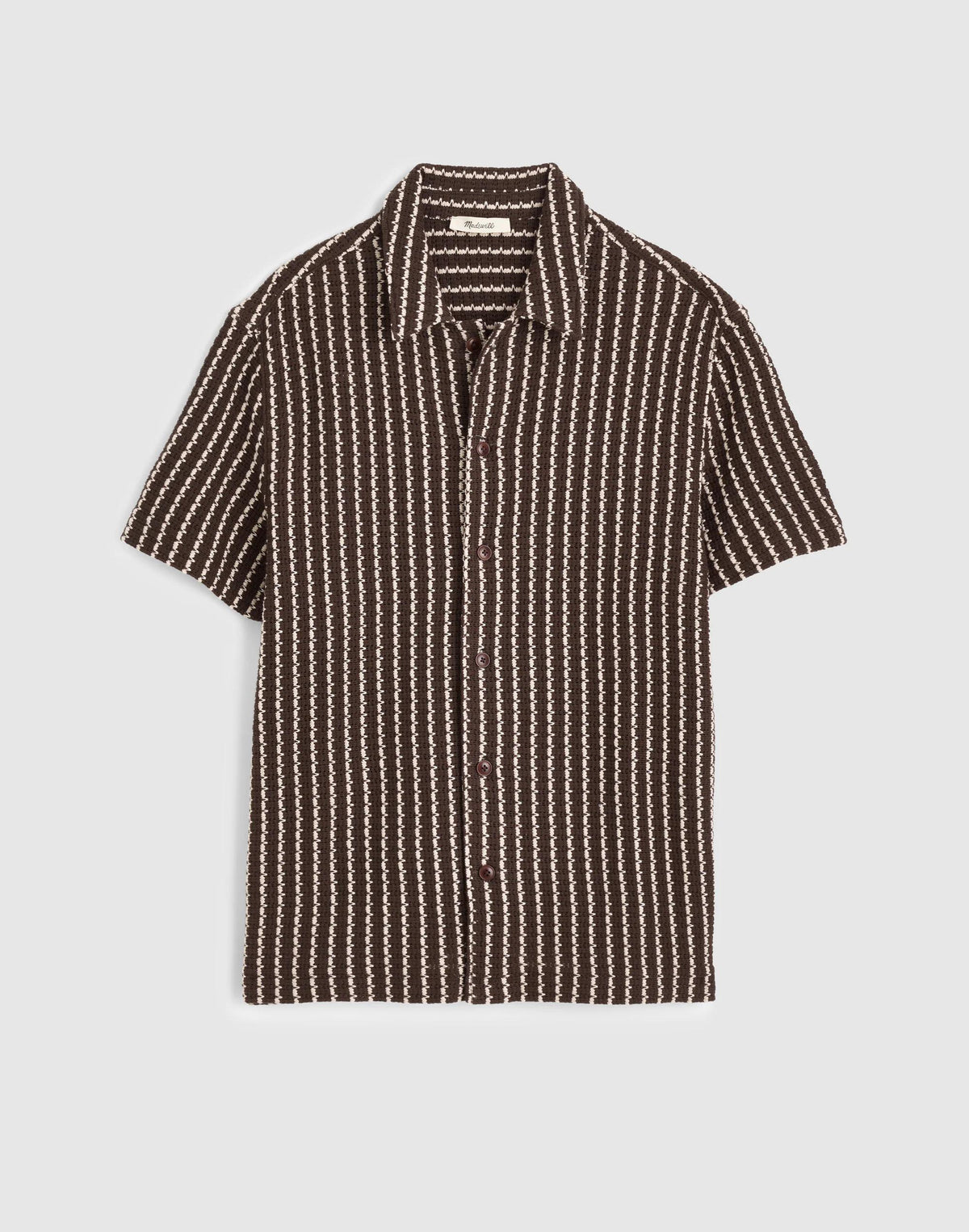 Madewell Textured-Knit Short-Sleeve Shirt Chocolate