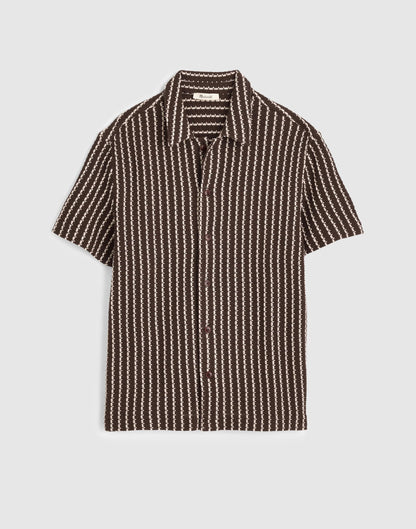 Madewell Textured-Knit Short-Sleeve Shirt Chocolate