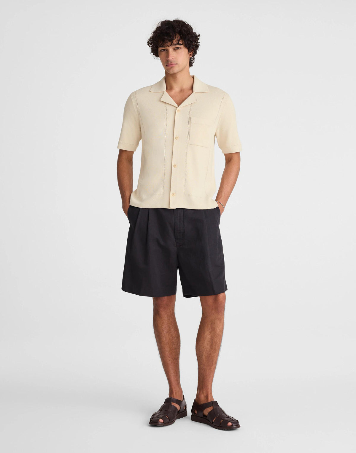 Madewell Knit Short-Sleeve Boxy Shirt Dusty Pearl