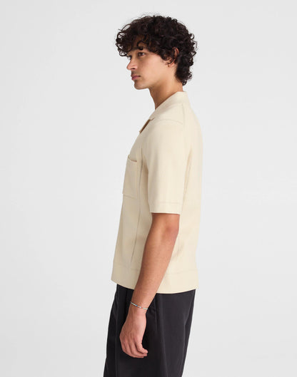 Madewell Knit Short-Sleeve Boxy Shirt Dusty Pearl