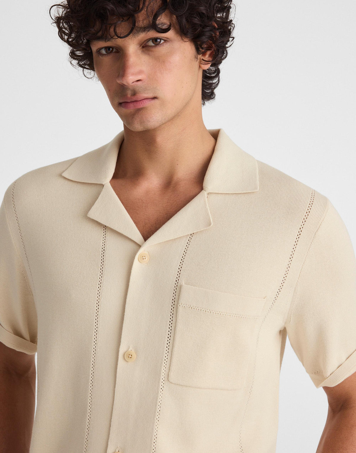 Madewell Knit Short-Sleeve Boxy Shirt Dusty Pearl