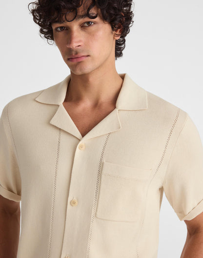 Madewell Knit Short-Sleeve Boxy Shirt Dusty Pearl