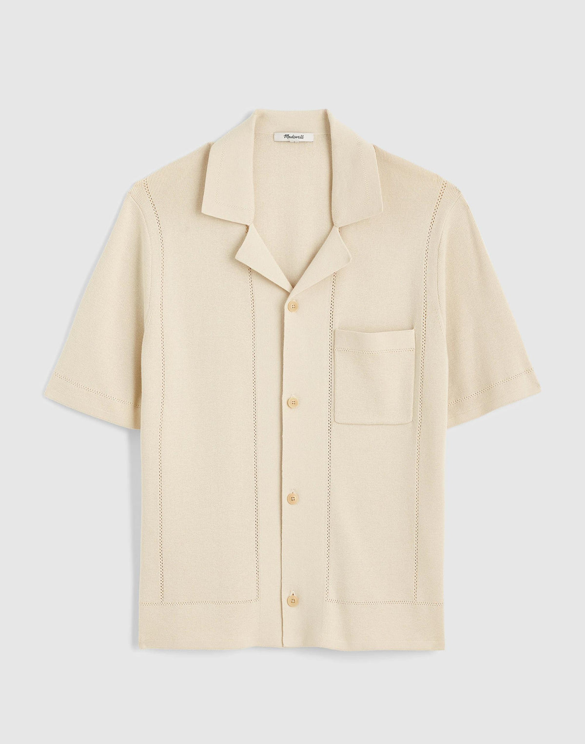 Madewell Knit Short-Sleeve Boxy Shirt Dusty Pearl