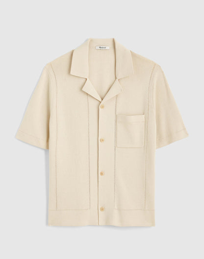 Madewell Knit Short-Sleeve Boxy Shirt Dusty Pearl