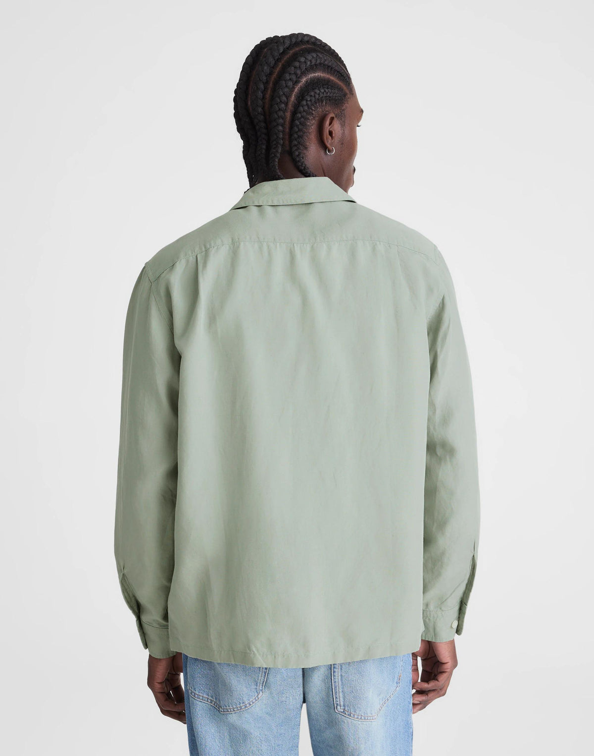 Madewell The Long-Sleeve Camp Shirt in Archive Linen Blend Frosted Cement