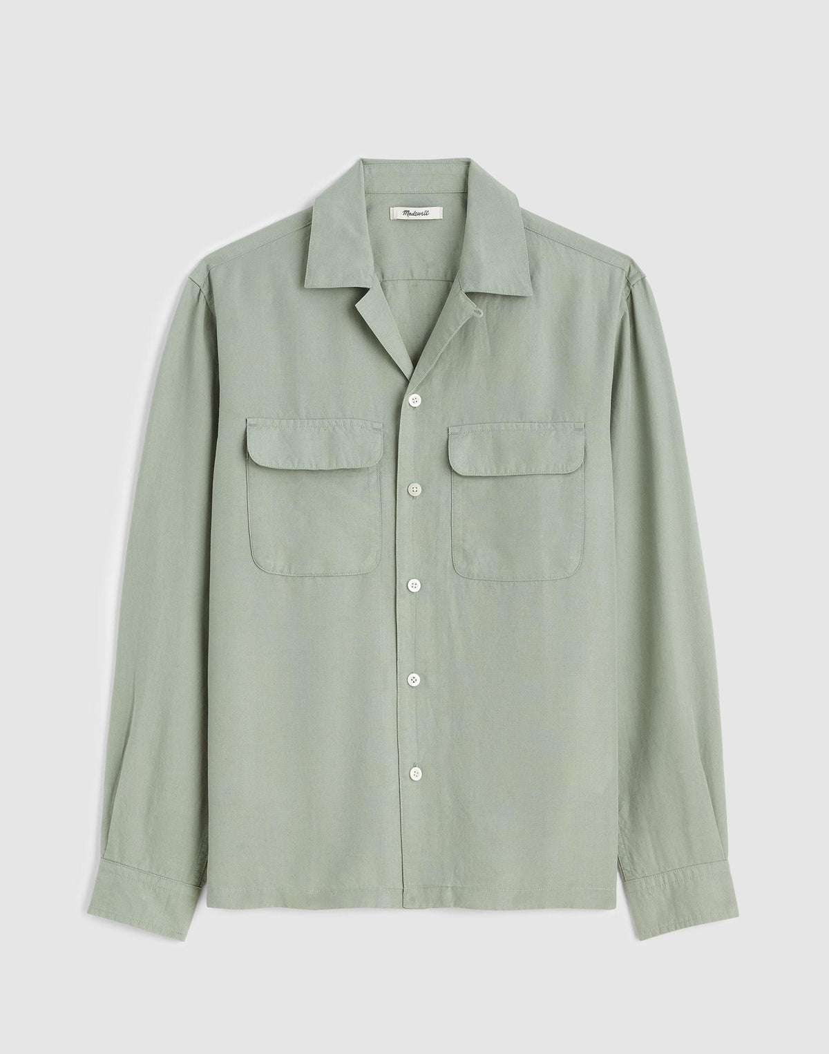 Madewell The Long-Sleeve Camp Shirt in Archive Linen Blend Frosted Cement