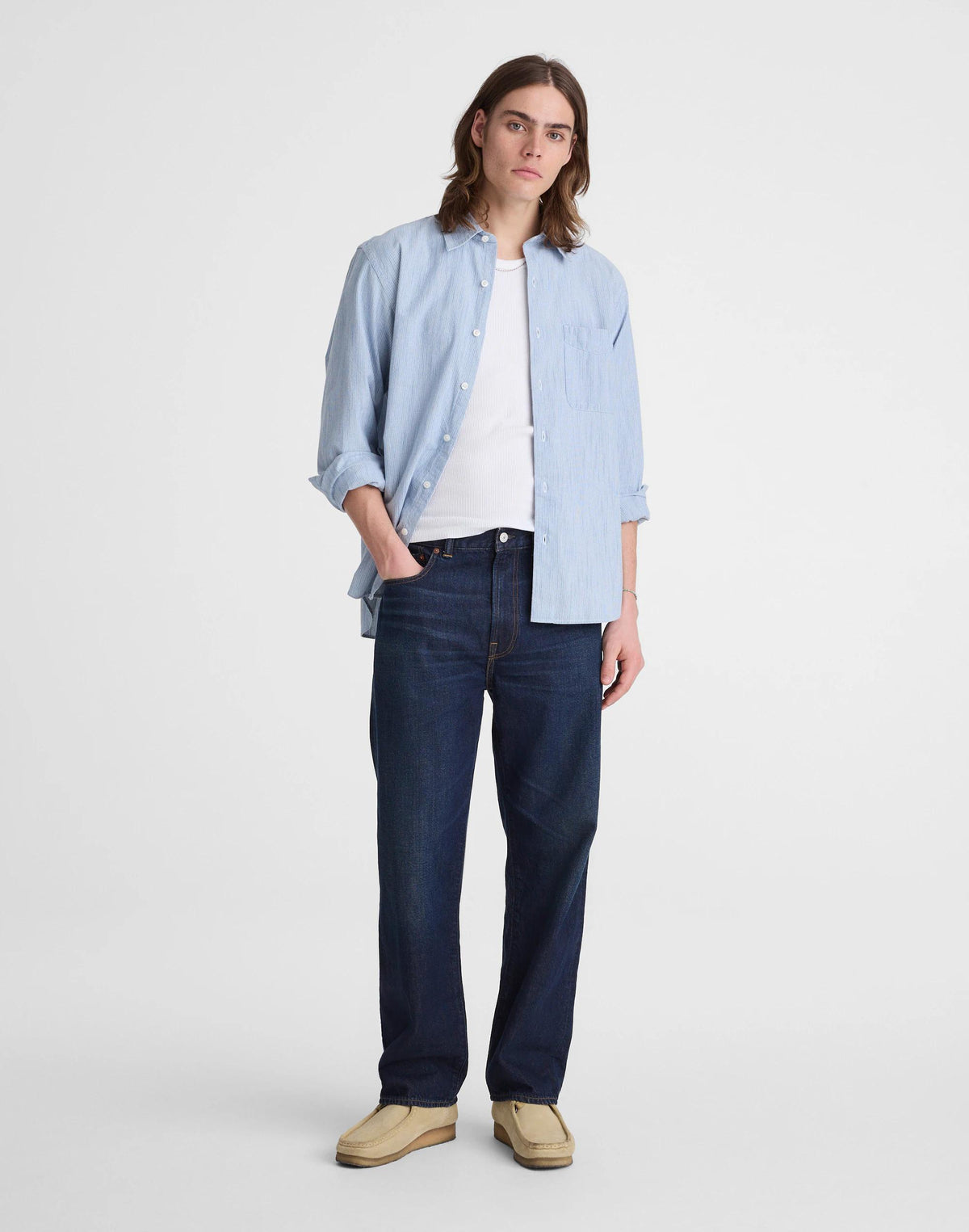 Madewell The Allday Shirt in Indigo Stripe Monaca Stripe