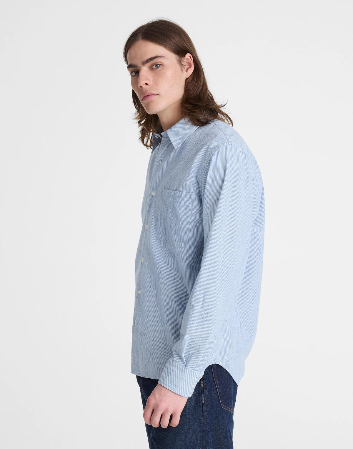 Madewell The Allday Shirt in Indigo Stripe Monaca Stripe