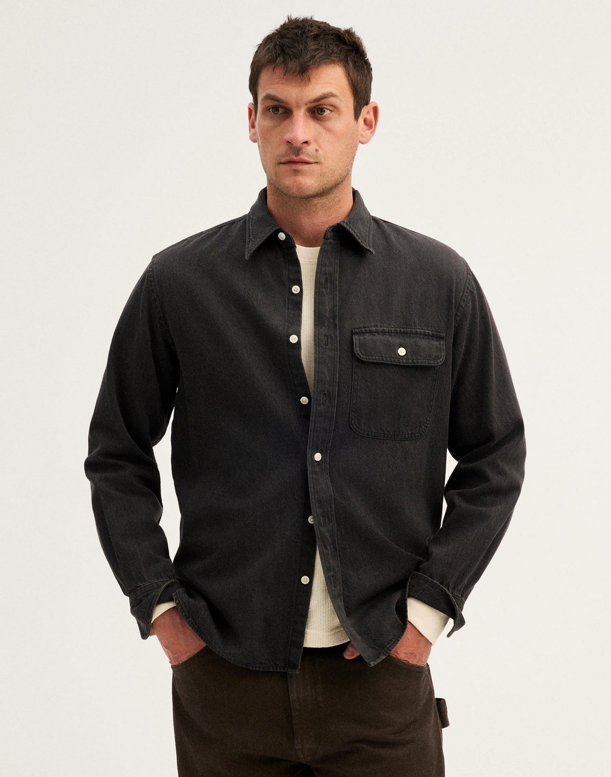 Madewell Single-Pocket Shirt in SoftFade Denim Draughton Wash