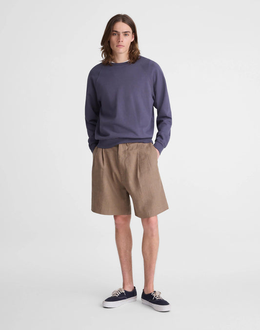 Madewell Double-Pleated Shorts in Herringbone Linen-Cotton Blend Light Mauve